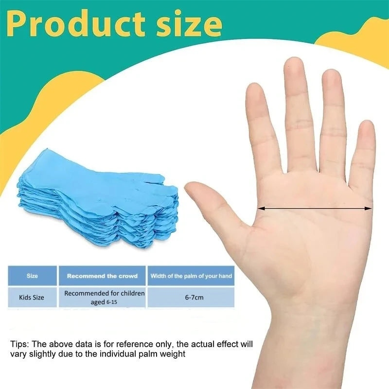 Kids Disposable Nitrile Gloves for 6-15 Years Students 4Mil Latex Powder Free Cleaning Gloves for Kids Crafting Cooking Painting
