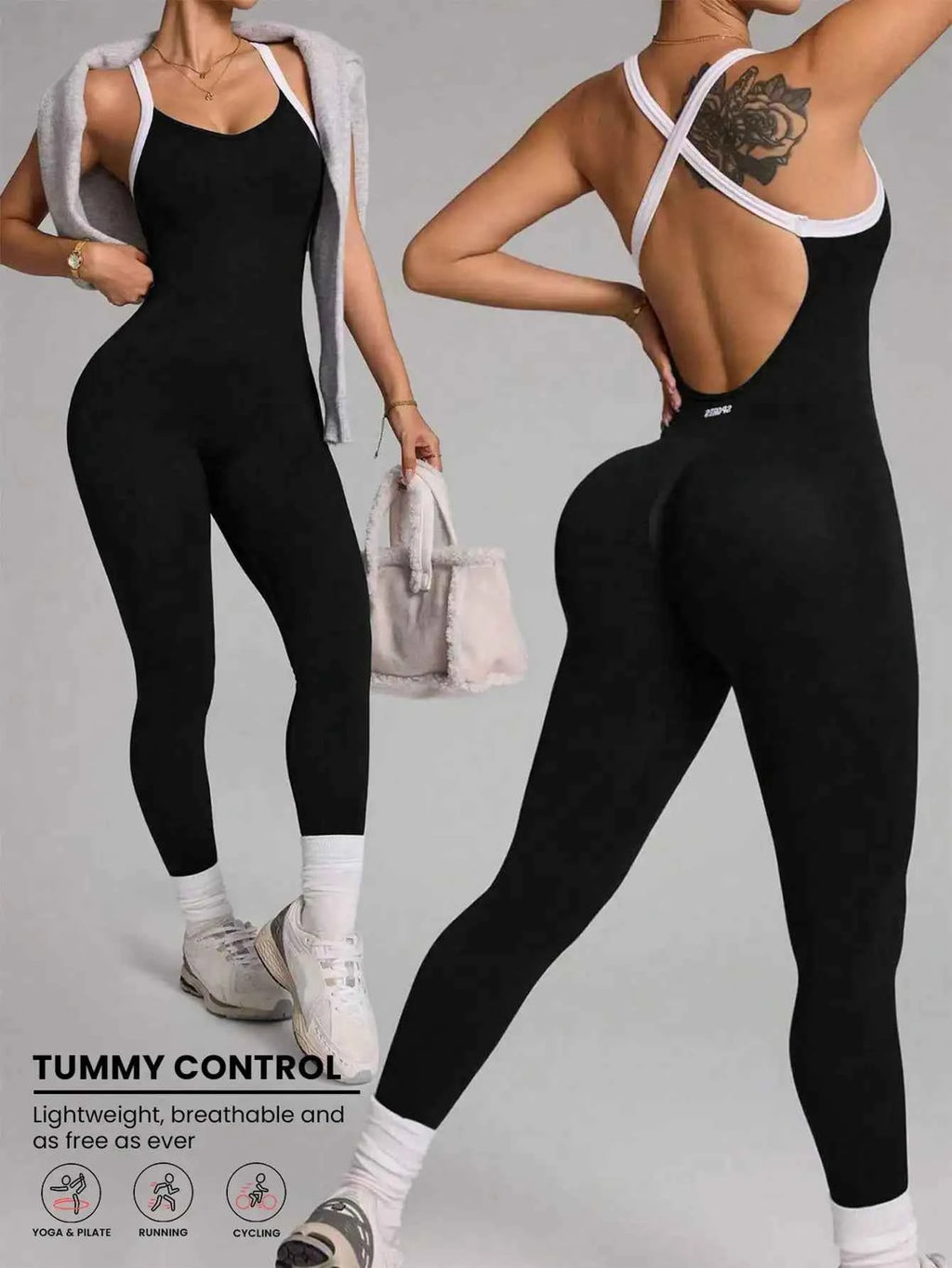 Cross shoulder strap pants jumpsuit yoga suit fitness suit threaded jumpsuit seamless exercise quick drying yoga jumpsuit