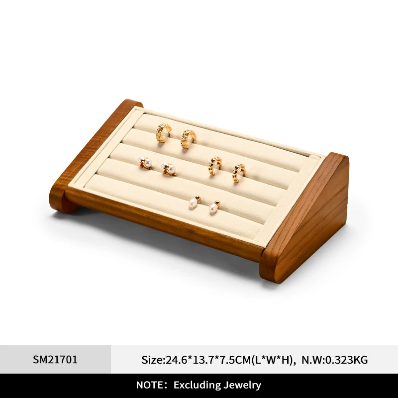 Oirlv Wooden Ring Jewelry Display Stand Jewelry Organizer Rack Earring Storage Rack Counter Ring Display Stand Ring Display Prop