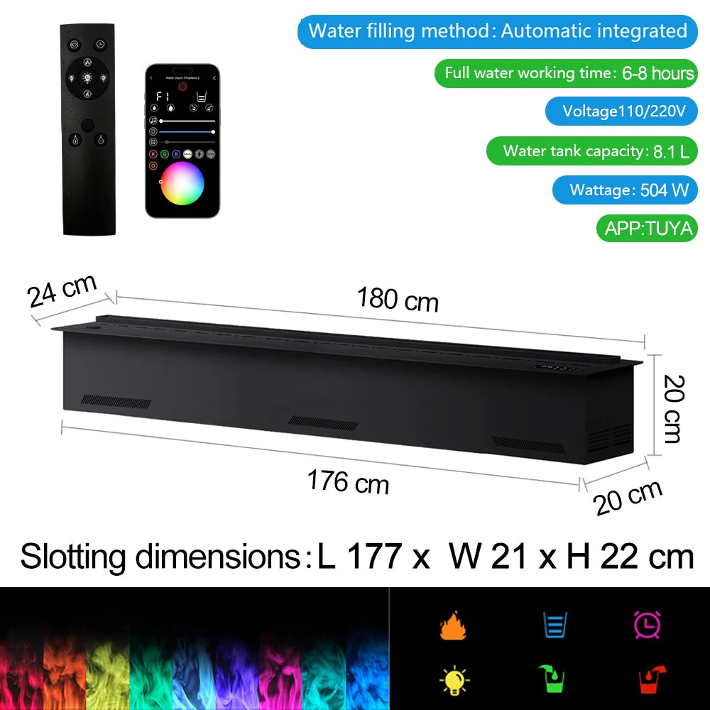 Water Electric Fireplace 3D Mist Fireplace Embedded Realistic Mist Flame Remote Control APP Interior Decoration Steam Fireplace