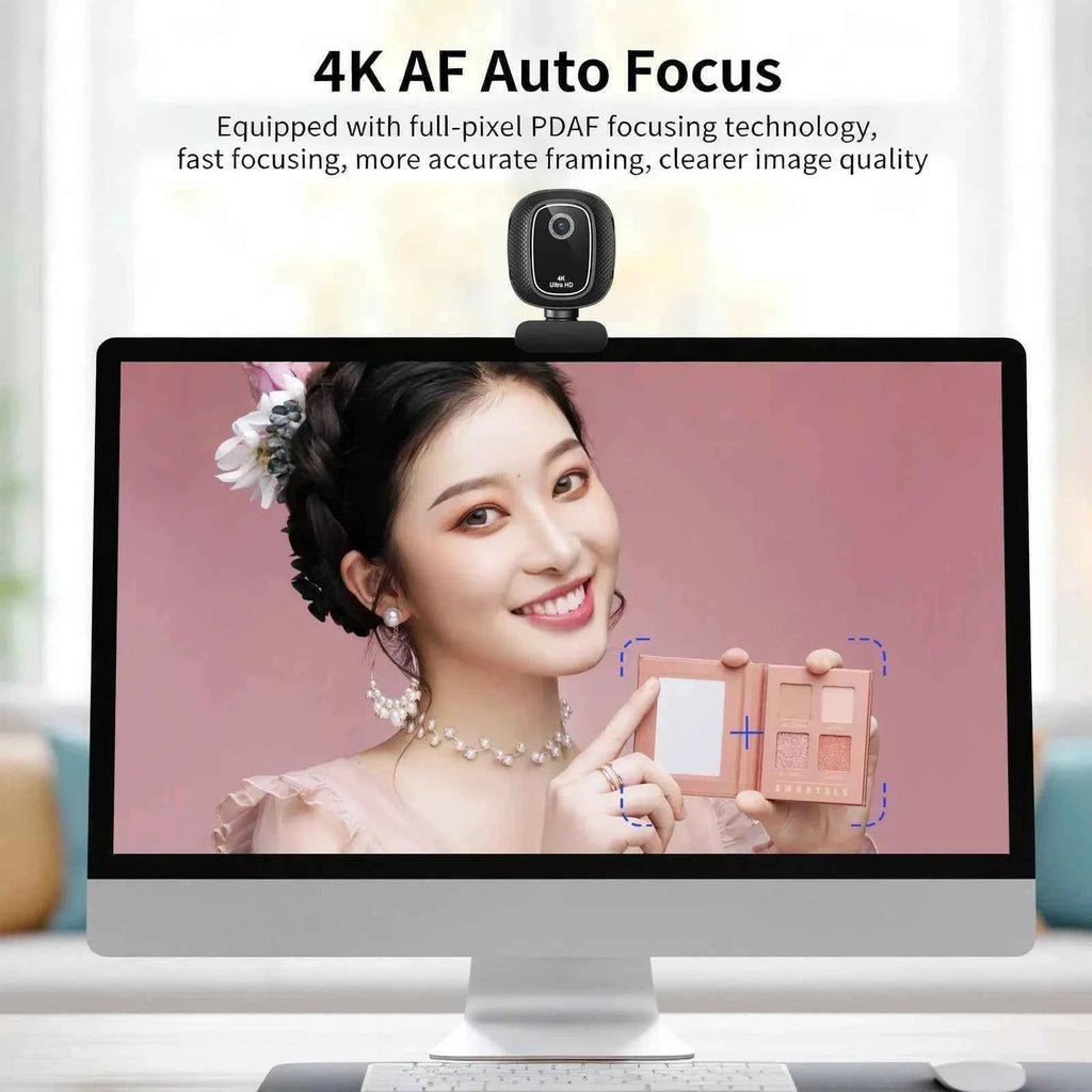 Webcam 4k Streaming Web Camera 1080p 30fps Usb Camera Free Screen Rotation With Dual Ai Noise-cancelling Mic For Tiktok/youtube
