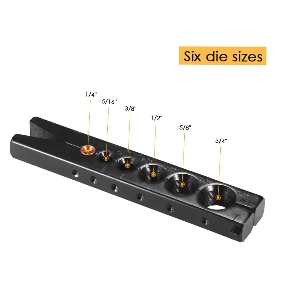 Eccentric Flaring Tool Set for Refrigeration Water Gas Brake Line Applications Tubing 6 Dies Sizes 1/4 - 3/4inch
