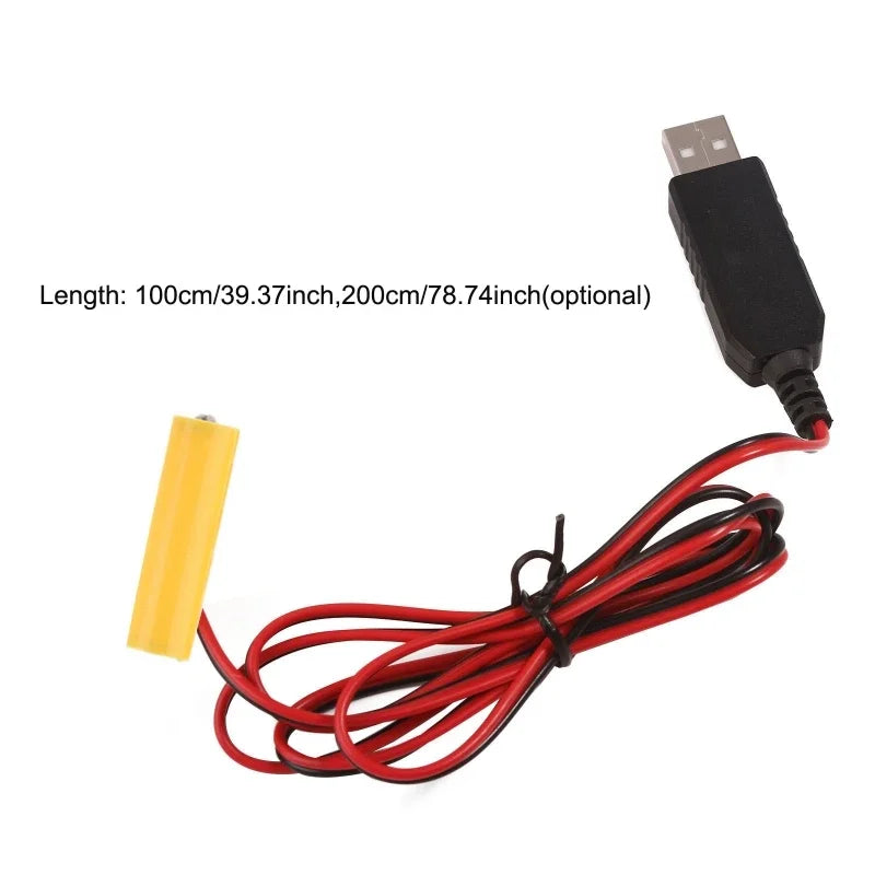 AA Battery Eliminator Cable USB Input 5V2A AA Dummy-Battery Output 1.5V/3V/4.5V/6V Power Adapter Cord
