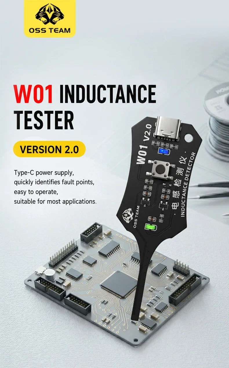OSS W01 V2.0 Inductance tester quickly locate the fault point for testing the quality of inductors on electronic motherboards
