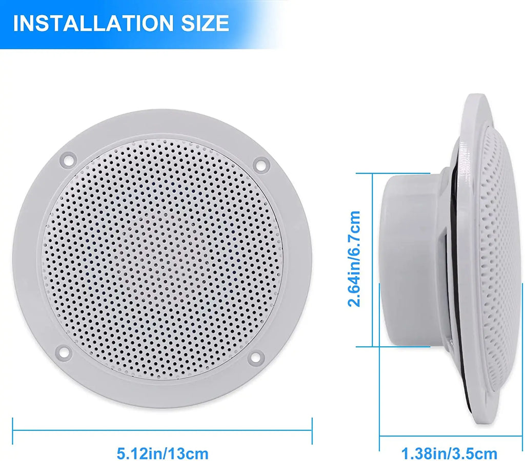 Herdio 4 Inch Ceiling Bluetooth Speakers Water Resistant 160W Marine Speakers For Bathroom Kitchen Home Outdoor Camper 2PCS