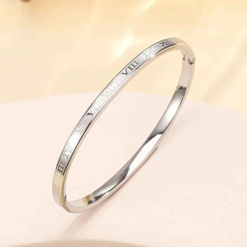 Yupsk Titanium Steel Couple's Bracelet Shiny Zircon Inlaid Stainless Steel Bangles Gold/Silver Color Female Jewelry Gift