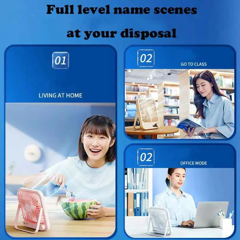 Small Desktop Electric Fan Rechargeable Home Student Dormitory Bedside Class Silent Ultra-thin Desktop Fan Super Silent
