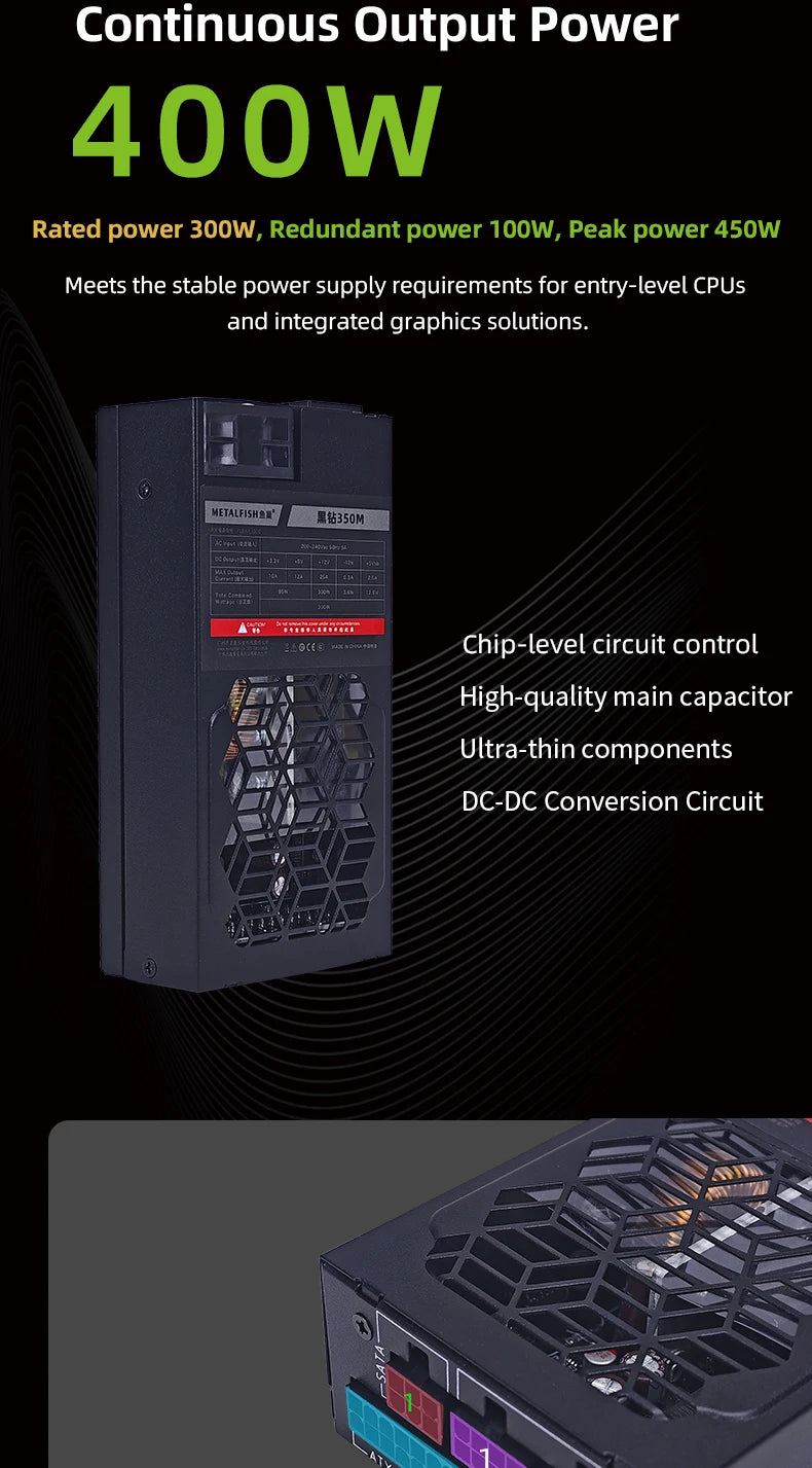 METALFISH Flex 300W Modular Power Supply Small 1U Computer PSU Flex-ATX For ITX Mini PC POS AIO(220V~240V)