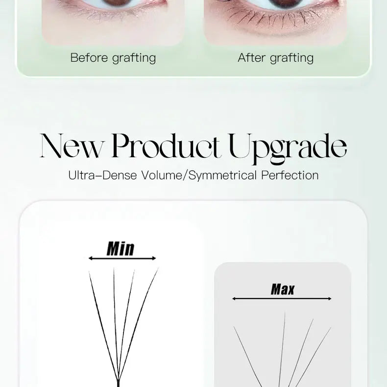DeceMars V-shaped 4D eyelash extensions Matte Black 12 Rows/Tray for Makeup
