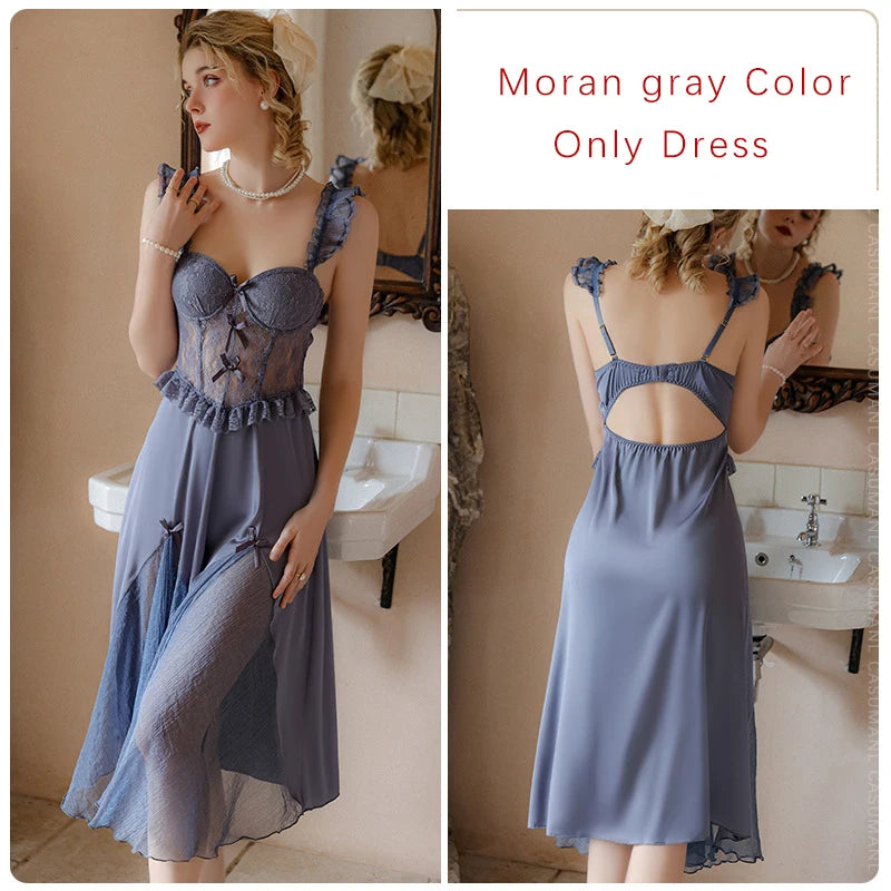 REBEYULIN Brand Sexy Sleepwear Women Dress Solid Casual Suspenders with Pad Pajama Comfortable Breathable Night Women Sleepwear
