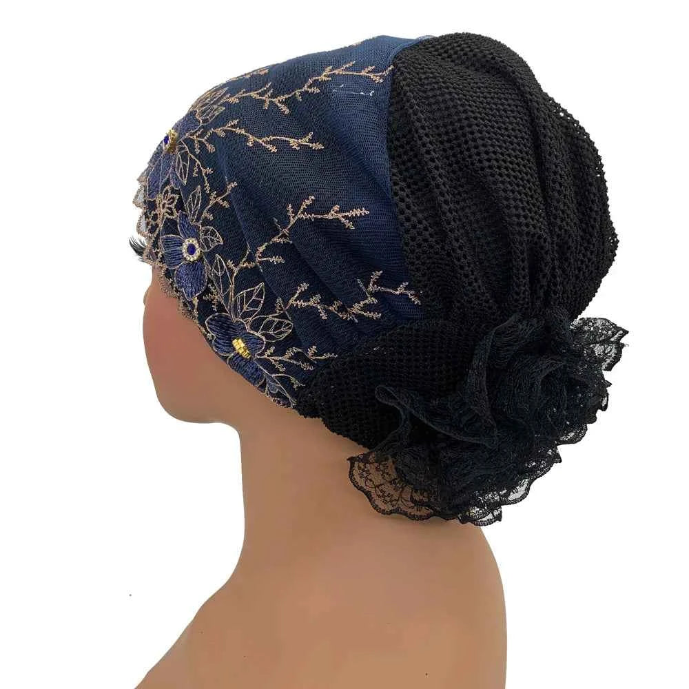 Rhinestone Embroidery Women Head Turban Muslim Female Hat Cancer Chemo Cap African Head Wraps Bonnet