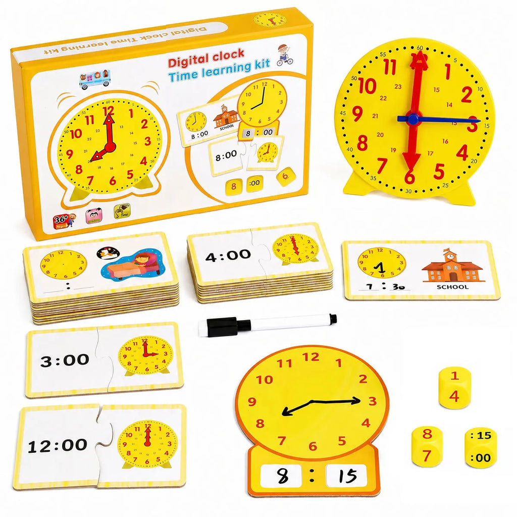 Kids Learning Clock Time Activity Set Teaching Clock for Students Classroom Telling Time Practice Toy Kids Educational Supplies