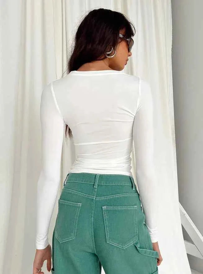 Y2k Long Sleeve T Shirt Women Spring Autumn Crop Top Casual Slim Fit Pullovers Solid O Neck T-shirts Streetwear Female Basic Tee