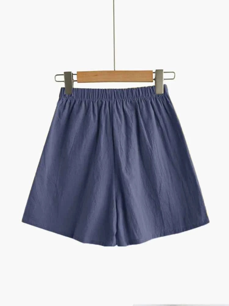 ITOOLIN Casual Linen Shorts Women Gym Workout Shorts Short Pants High Waisted Black Ladies Short Femme Women Shorts Sport Femme
