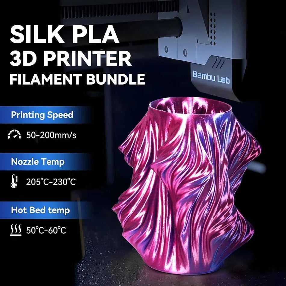 JAYO SILK PLA Filament 1.75mm Dual Colors 3D Printer Filament Coextrusion Silk Triple Color 3D Filament Shiny Multicolor Change