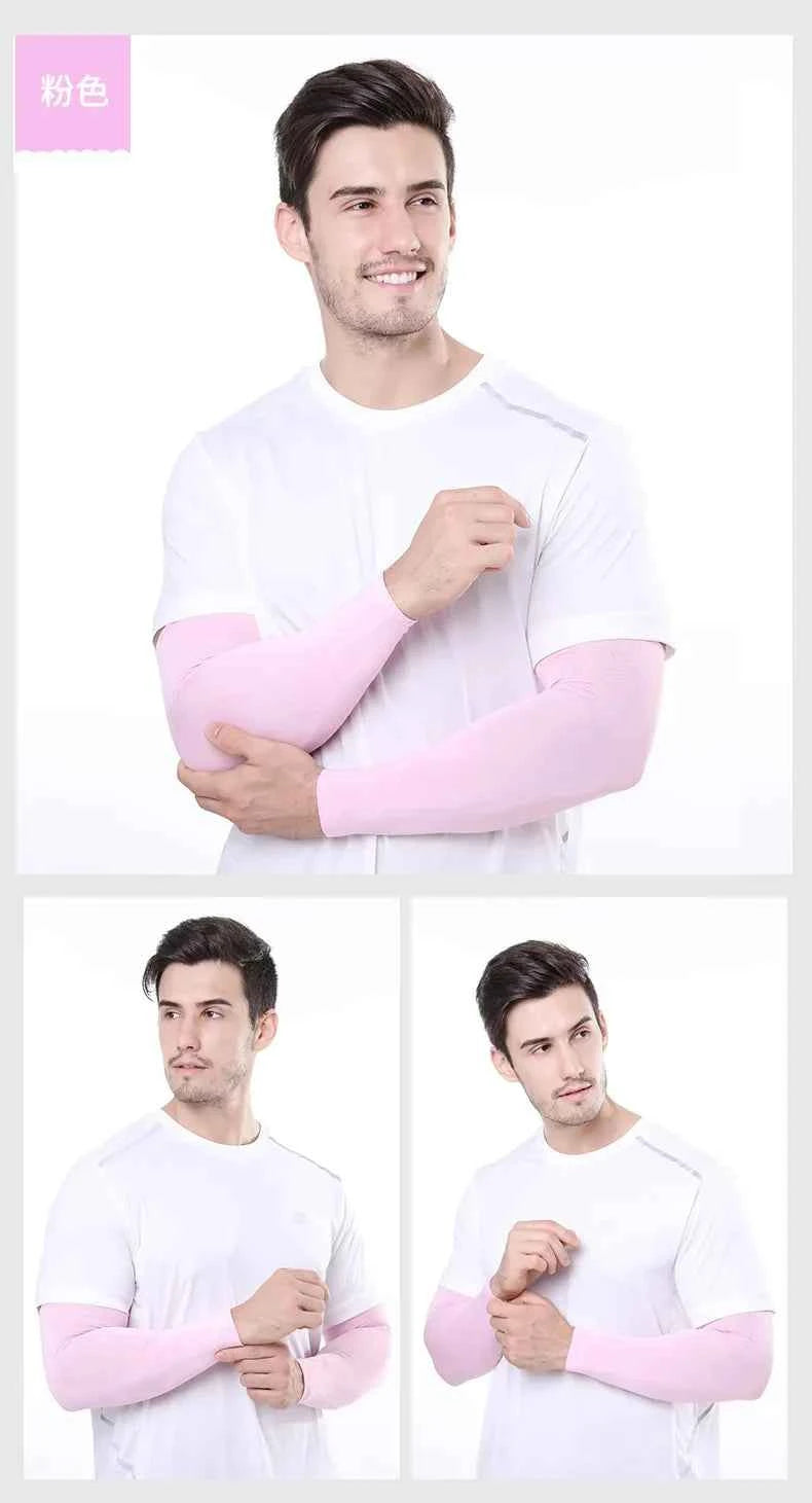 2Pcs Unisex Cooling Arm Sleeves Cover Sports Running UV Sun Protection Outdoor Men Fishing Cycling Sleeves for Hide Tattoos