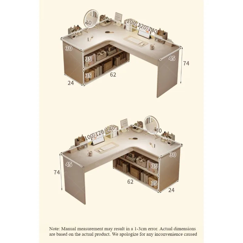 Computer desk Desktop Home bedroom Bookshelf Integrated student learning to write Corner Multifunctional office desk