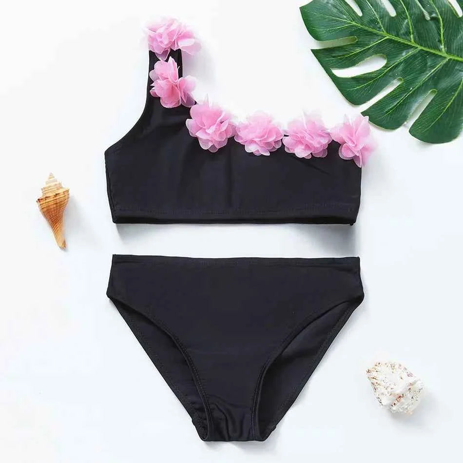 2-10Y New Fashion Kid Rainbow Design Bikini Set Lovely Two Pieces Child Swimwear Cute Girl Flouncing Swimsuit Summer Beachwear