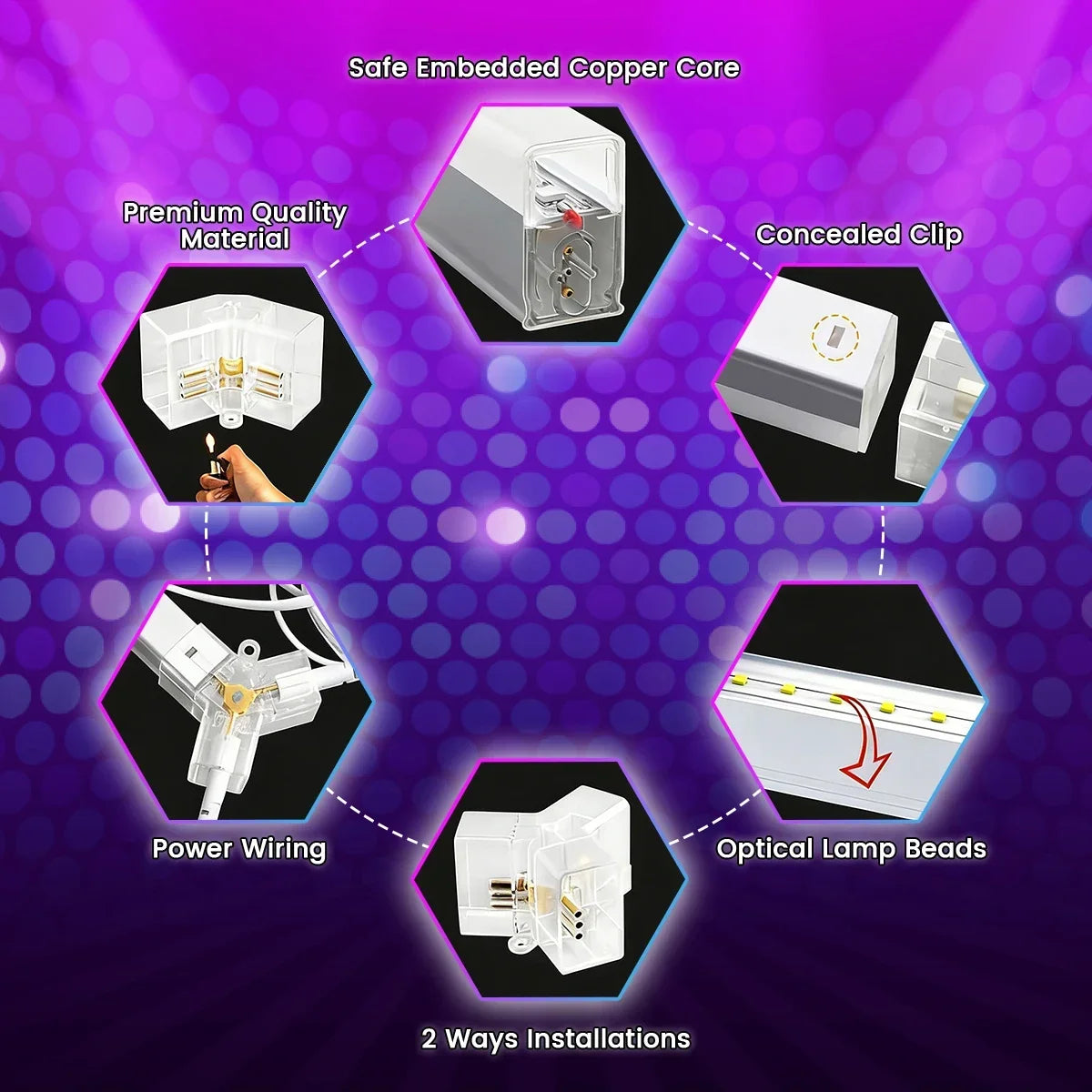 Smart hexagonal honeycomb RGB ambient tube light DIY modular splicing plug and play color lamp 85V-265V phone APP & remote control support timing shutdown music sync mode brightness and color adjustable, ideal for gaming room