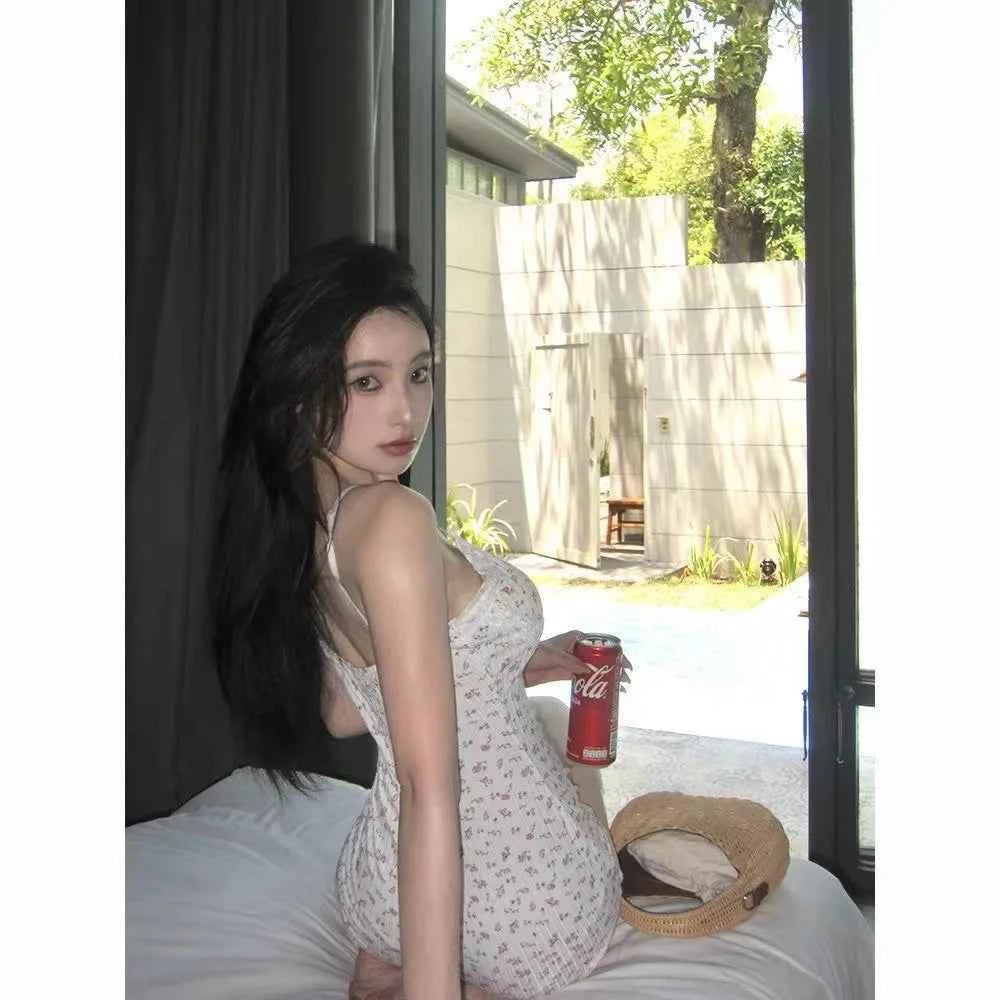 Women Sexy  Floral Print Bodysuit Lace Trim Sleeveless Slim Fit Leotard Summer Jumpsuit Romper Sexy Underwear Nightwear Lingerie