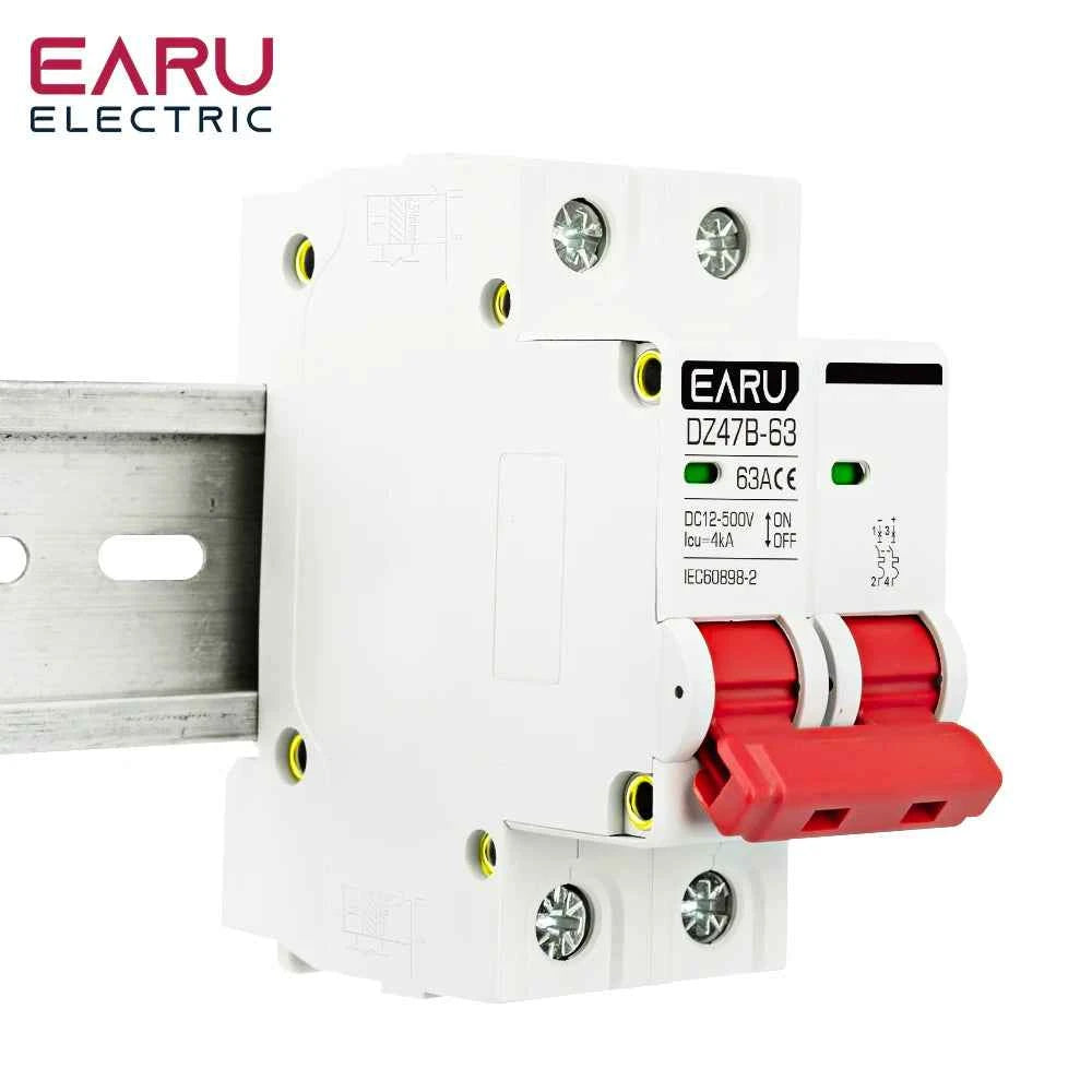 1P 2P DC MCB 12V 24V 48V Circuit Breaker Battery Car Protector DZ47 DC Positive Negative Pole Rotection  Protect Switch Isolator