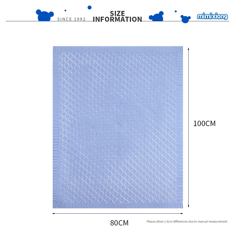 Baby Blanket Super Soft knitted Newborn Stroller Bed Sleeping Cover Toddler Infant Bedding Muslin Swaddle Wrapper 100*80CM Plaid