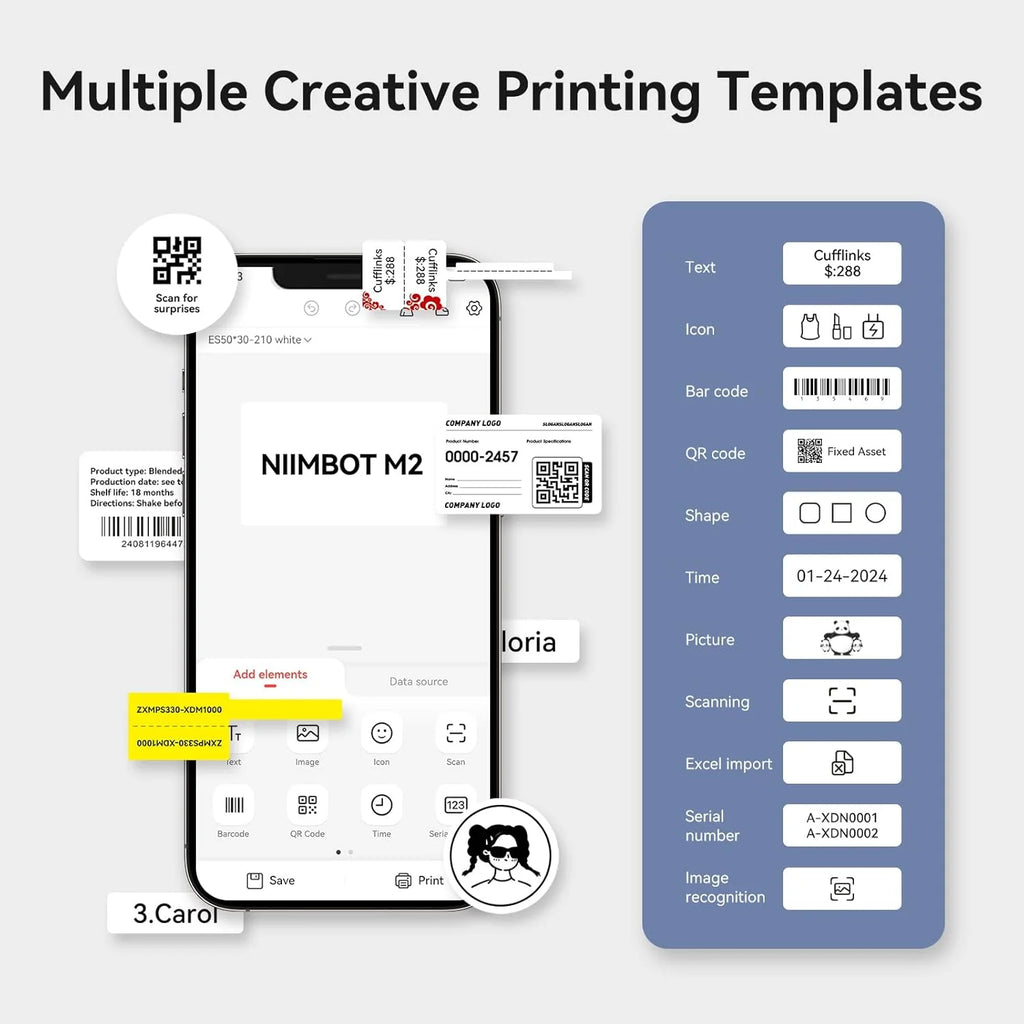 300DPI NIIMBOT M2 Portable Thermal Transfer Label Printer Bluetooth Multi-function Sticker Maker Machine for Office Clothes Tag