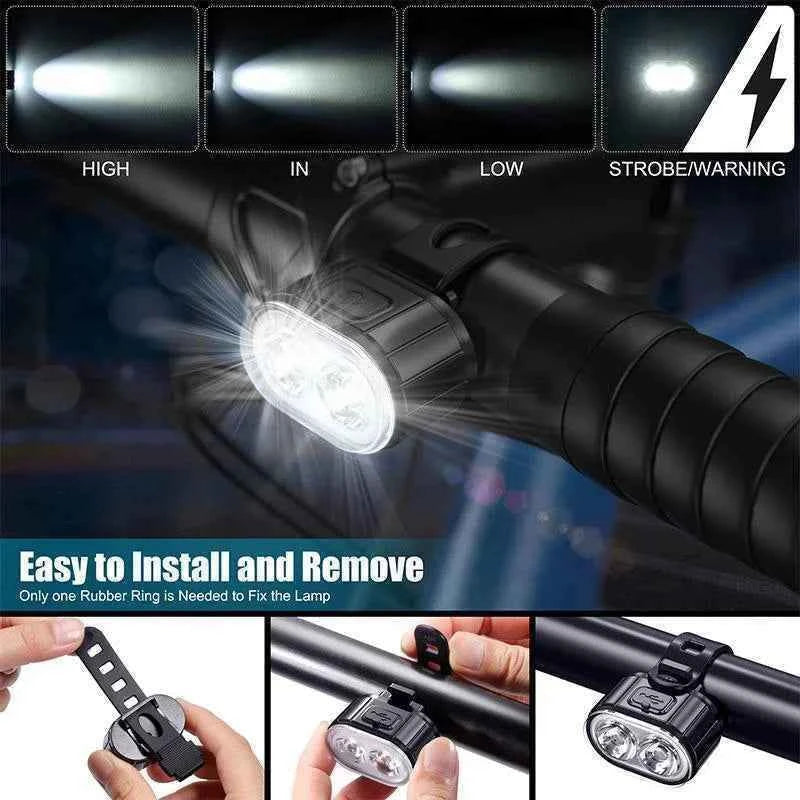 Cycling Taillight Headlight Bicycle Lights Bike Safety Warning Light LED USB Rechargeable Waterproof