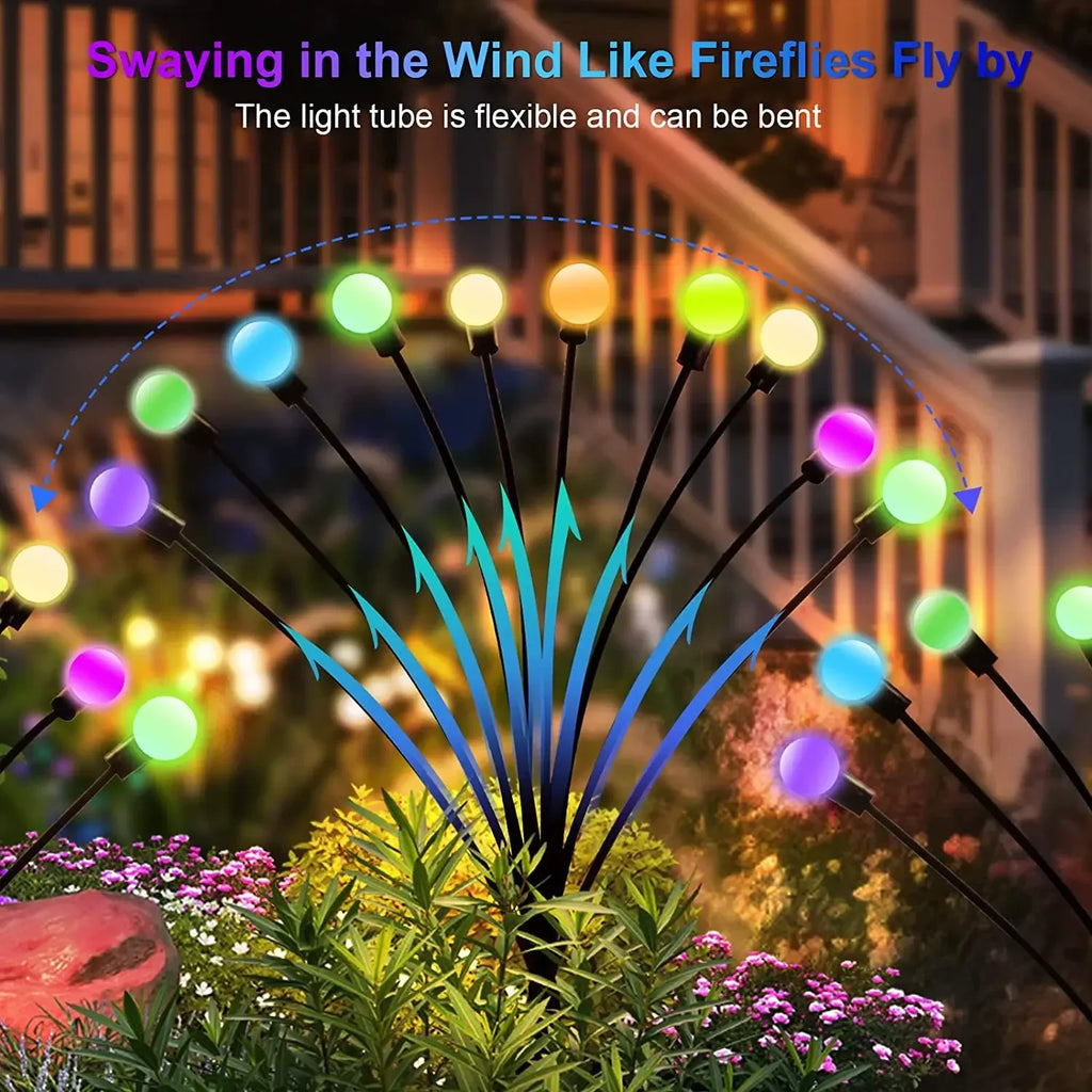 6/810 LED Solar Garden Lights Powered Firefly Lights Outdoor Waterproof Vibrant Garden Lights for Patio Pathway Decoration,Warm