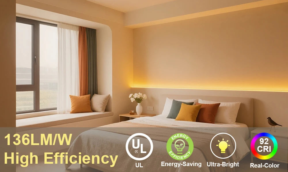 Super Bright 2835 LED Strip Lights 92+CRI 256 LEDs/m 16.4ft Flexible LED Tape Dimmable SMD2835 LED Lighting 3000K-6000K DC24V