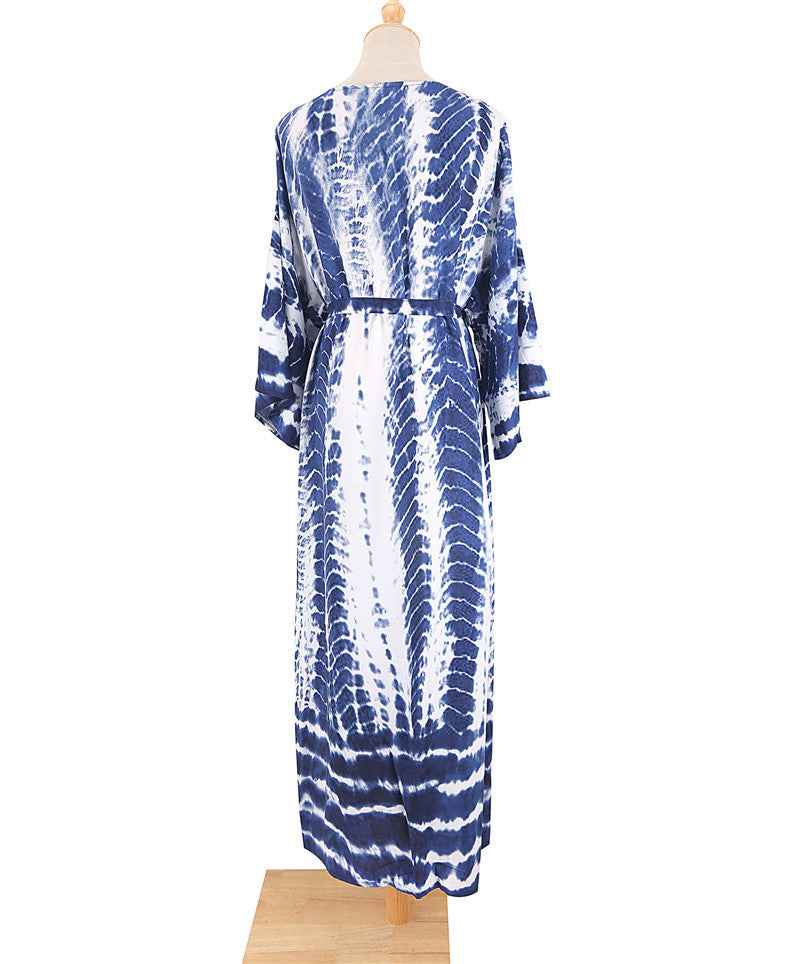 Long Kimono Swimsuit Cover up for Women Stylish Tie Dye Open Front Beach Outfits Bathing Suit