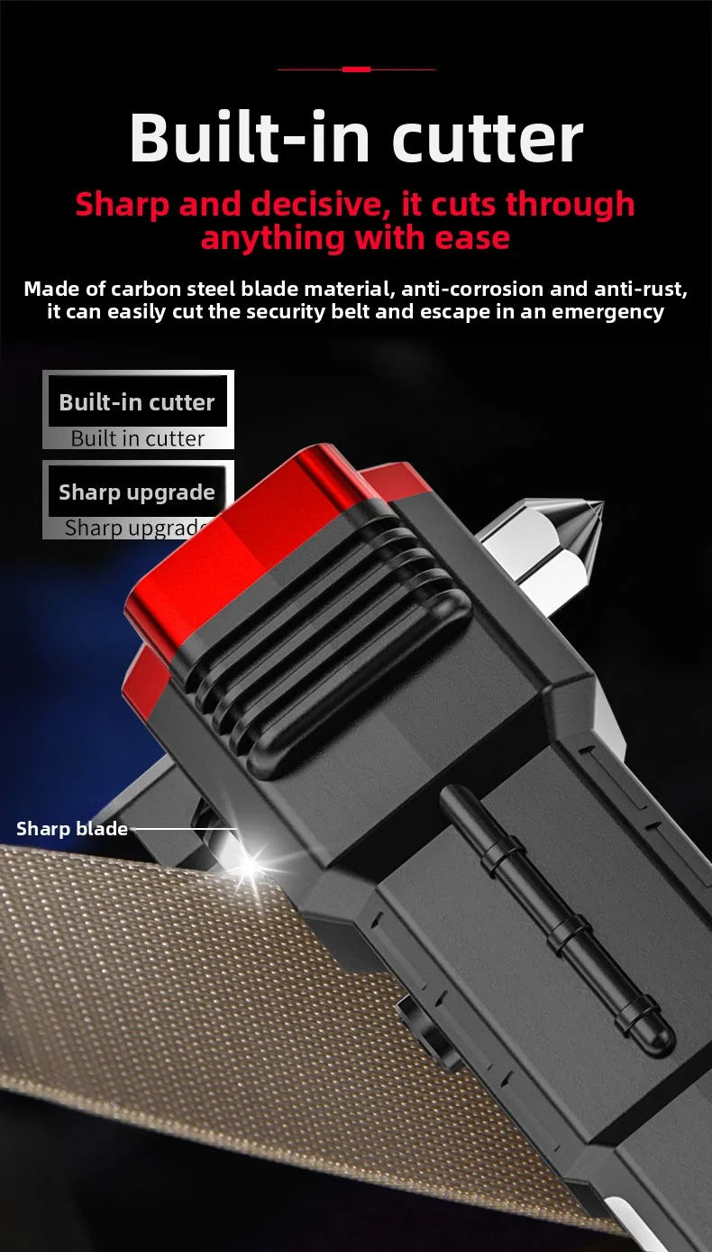 Multi-Functional Outdoor Flashlight-Pathfinding&Work Light Emergency Self-Rescue Safety Hammer with Window Breaker