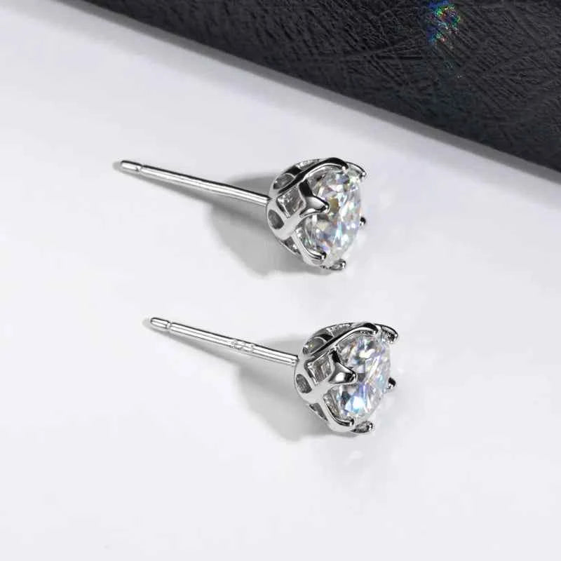 JoyceJelly 1/2/4CT VVS D Color Moissanite Russian Cut 8H8A Lab Diamond Stud Earrings For Women S925 Sterling Silver Fine Jewelry