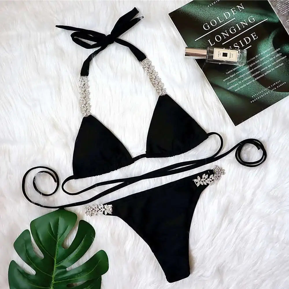 DEAT Sexy Lace-up Swimsuit Women's Solid Color Cross Hollow Out Design Bikini Two-piece Set Beach Party 2026 Summer New 11XX0987