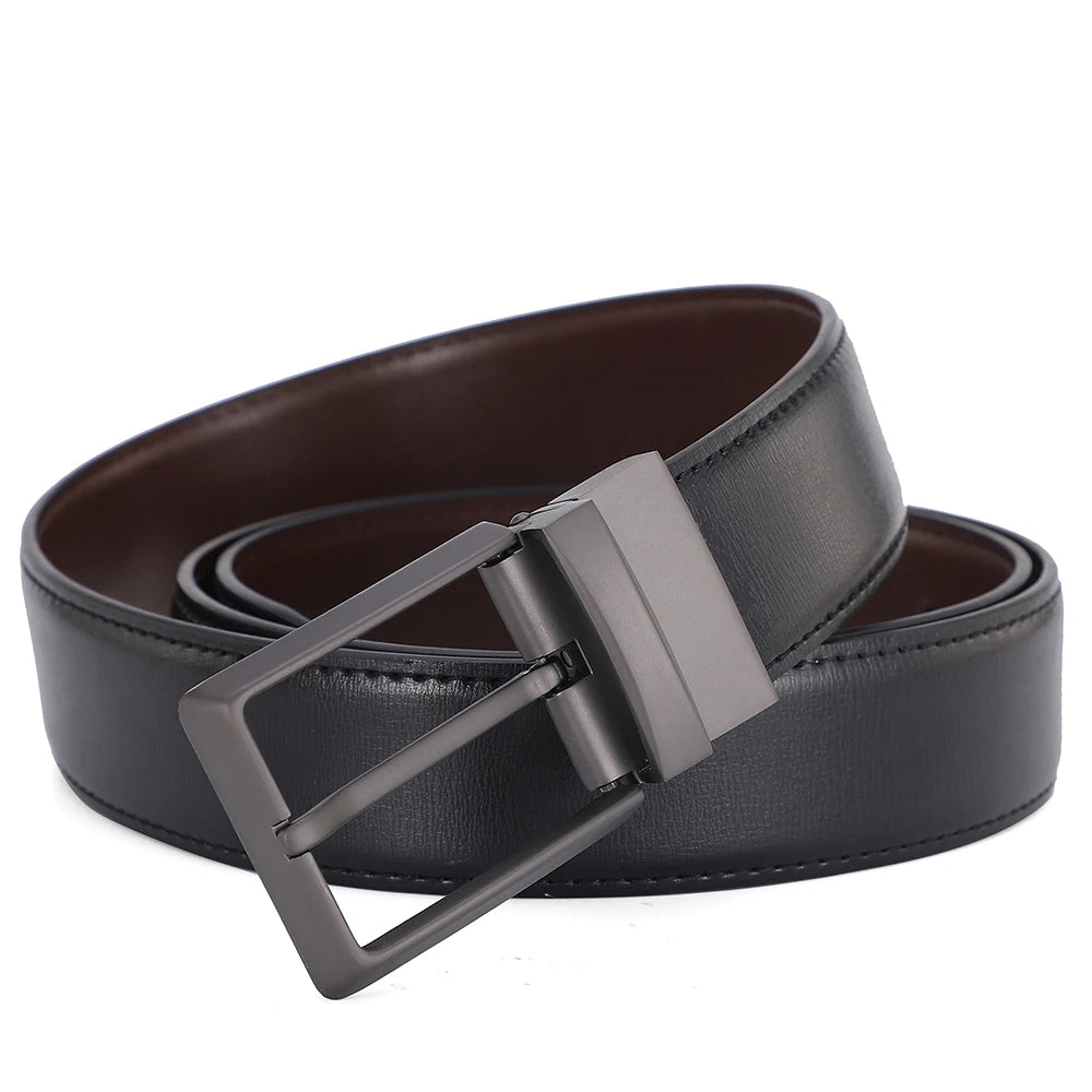 Reversible Pin Buckle Men's Belts Real Leather Male Belt for Man High Quality Designer Fashion Jeans Waist Strap Luxury Business