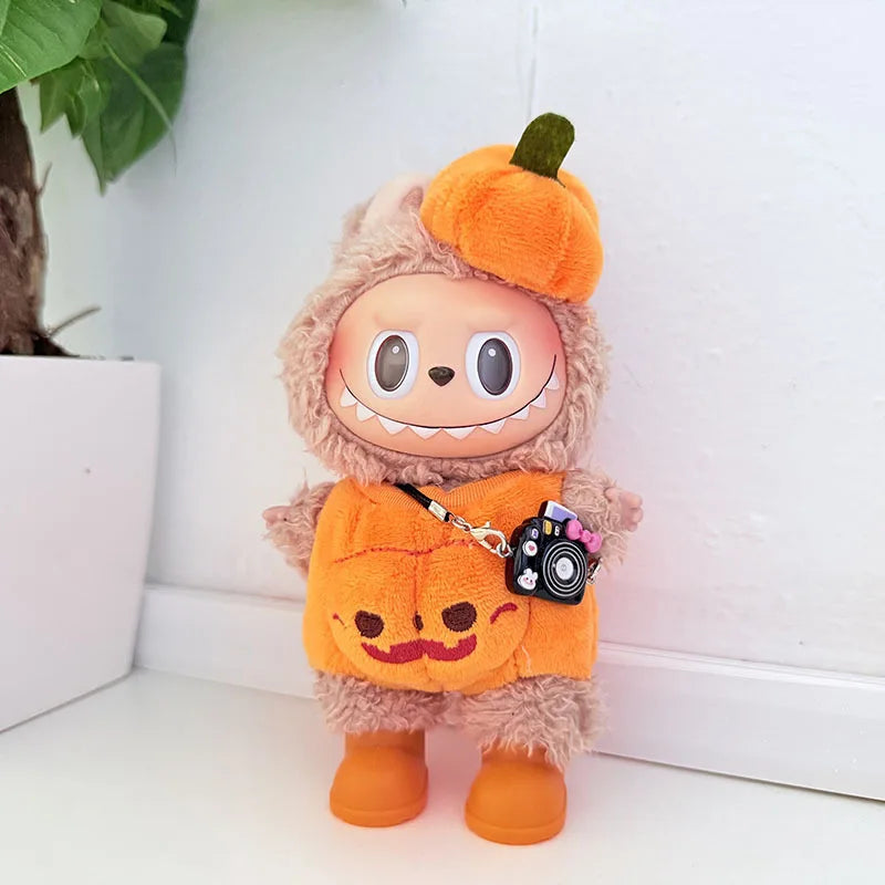17cm Dolls Clothing For Labubu Outfit Accessories Sitting Party Halloween Trick-Or-Treat Series Accessory Pumpkin Hat Clothes