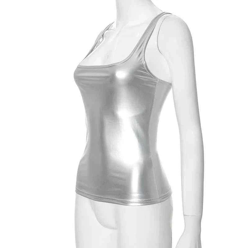 Women's Solid Square Collar Tank Top Sleeveless Y2K Korean Fashion Edgy Summer Ropa De Mujer Camison Verano