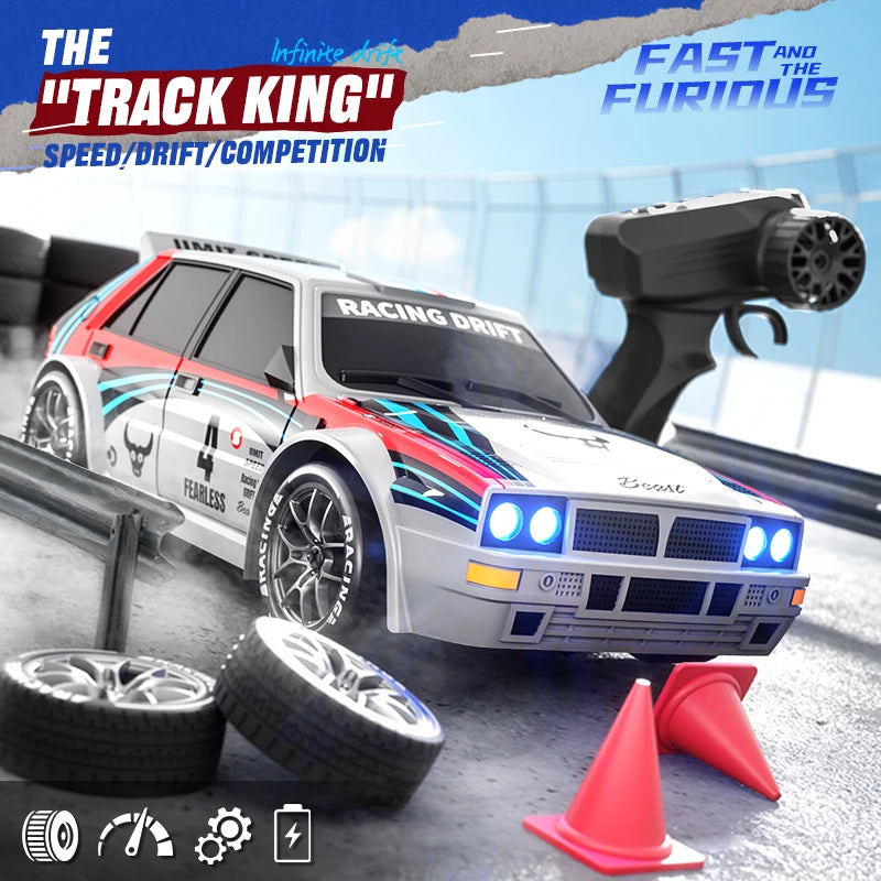 2025 New 4WD RC Car 1:24 Scale Four-wheel Drive Drift With Two Speed Settings 20 km/h LED Light Children Toys Rechargeable SG204