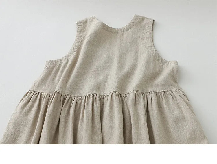 2026 New Women's Cotton Linen Sleeveless Dress Casual V Neck Button Down Loose Midi Dresses for Summer Women's Casual Dresses