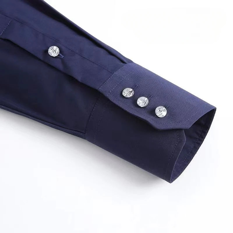 Men's Dress Shirts with New Stretch and Anti-Wrinkle Technology, Long Sleeve Business Blouse for Slim Fit Camisa Social