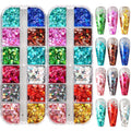12 Colors Sparkly Holographic Nail Art Glitter Sequins Laser 3D Hexagon Flakes Nail Powder Makeup Nail Art Decorations Manicure