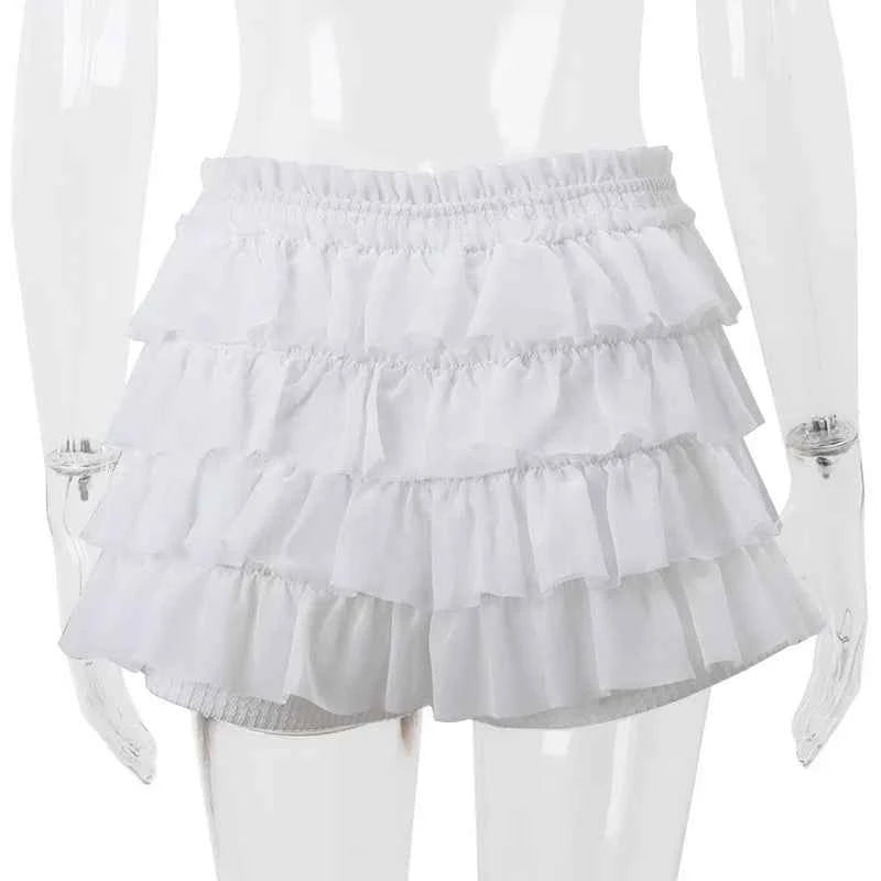 Cryptographic Fashion Y2K Ruffle Tiered Mini Skirts Co-ord Sets Elegant Outfits Tie Front Tops and Skirt 2 Piece Matching Sets
