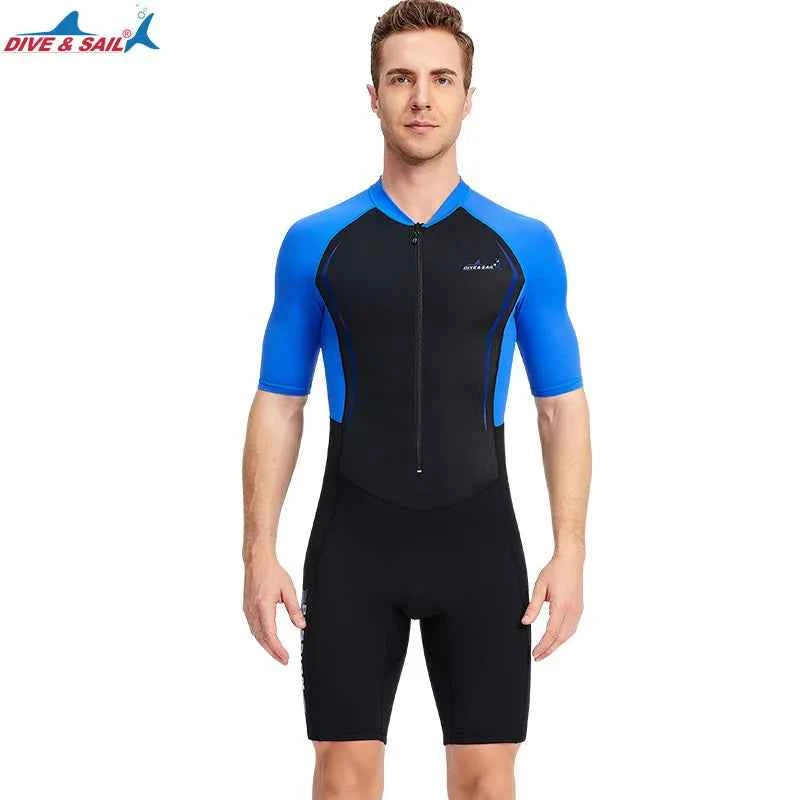 Men Women New Couple Diving Suit One-piece Sunscreen Swimsuit Short-sleeved Shorts 1.5mm Snorkeling Surfing Warm Shorty Wetsuit
