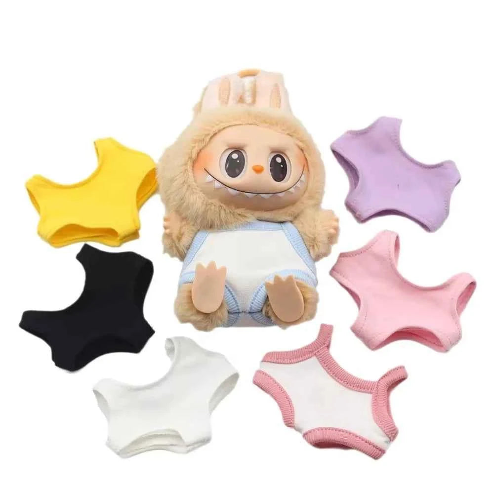 Mini Doll'S Clothes Outfit Accessories For 15-17cm Labubu Idol and 10cm cotton doll Solid color one-piece swimsuit Clothing Gift