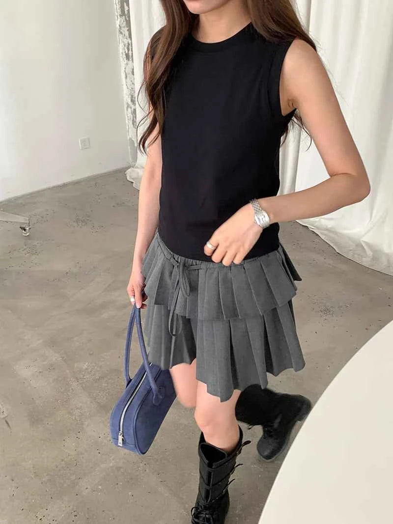 Spring women's casual solid color round neck slim fit vest