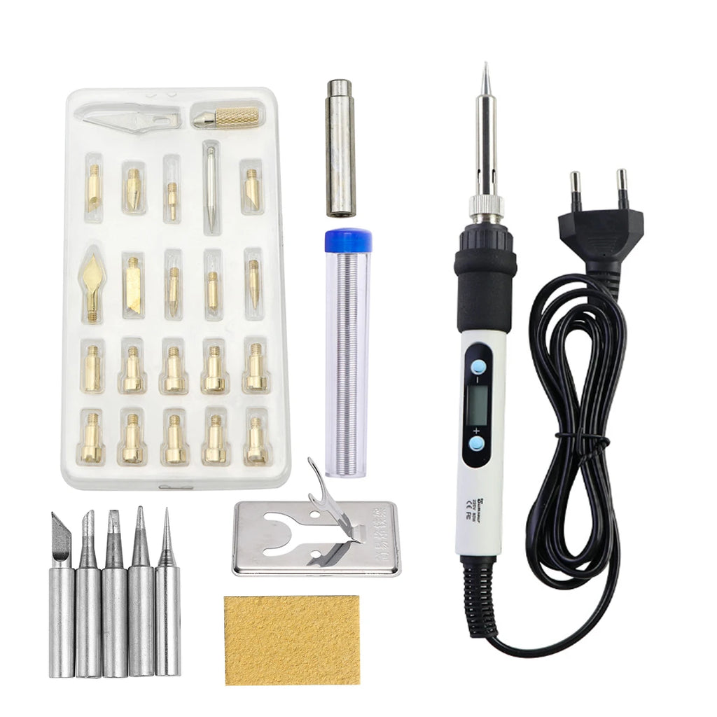 Wood Burning Carving Pyrography Pen Kit Adjustable Temperature Electric Soldering Iron Welding Wood Embossing Burning Tool
