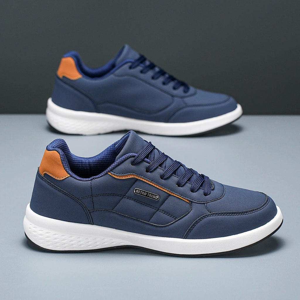 New Breathable Leather Men Shoes Lightweight Comfortable Men Sneakers Fashions Lace Up Casual Shoes Flat Shoes Zapatillas Hombre