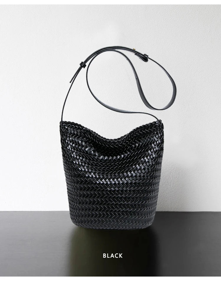 Luxury Woman Handbag New High End Hand-Woven Genuine Leather Women's Bag Large Capacity Shoulder Tote Bag Underarm Bag Bucket Ba