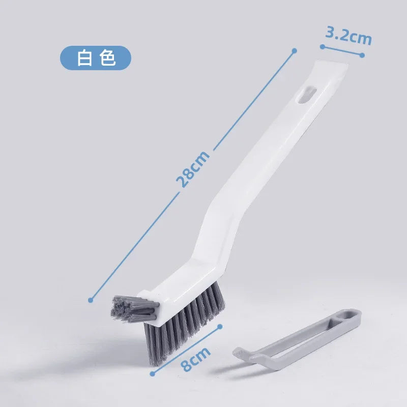 WHITE Color 2-in-1 Corner Gap Cleaning Brush For Tiles And Grout