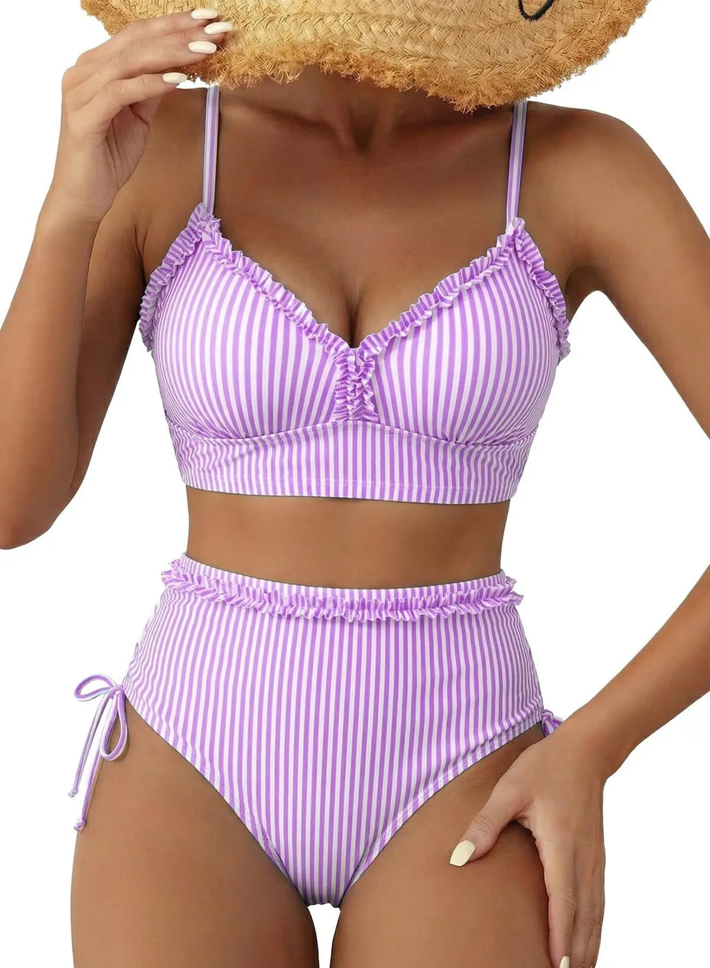2026 V Neck String Two Piece Bikini With Shorts Women Swimwear Female Swimsuit Bathers Bathing Swimming Suit Beachwear Summer